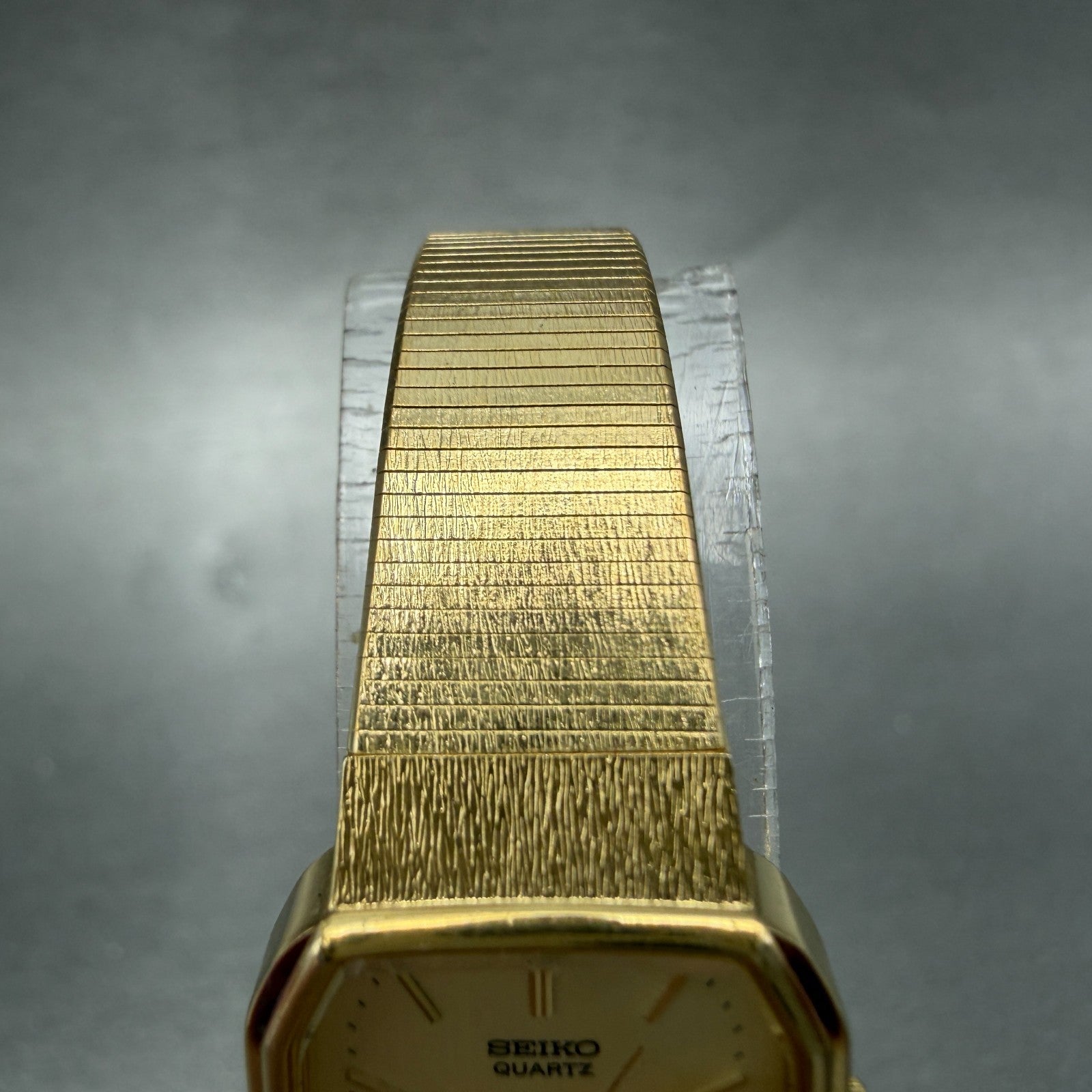 Seiko Tank Watch Women 18mm Champagne Dial Gold Tone 1221-5530 New Battery VTG4