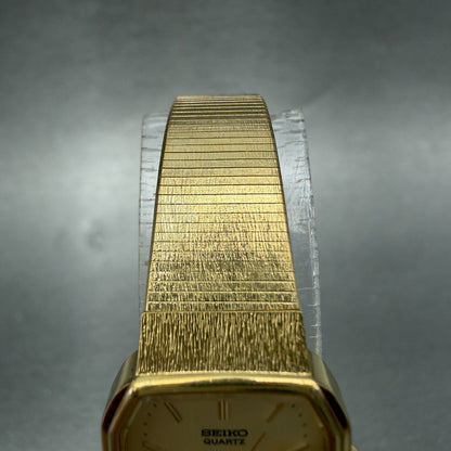 Seiko Tank Watch Women 18mm Champagne Dial Gold Tone 1221-5530 New Battery VTG4