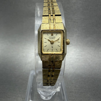 Citizen CQ Tank Watch Women 13mm Champagne Dial Gold Tone Octagon New Battery BA0