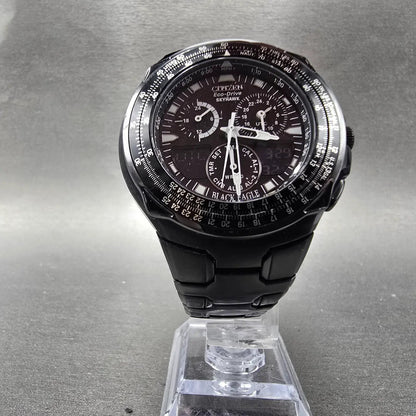 Citizen Eco-Drive Skyhawk Watch Men 43mm Black Alarm Chronograph Runs JR3155-54E5