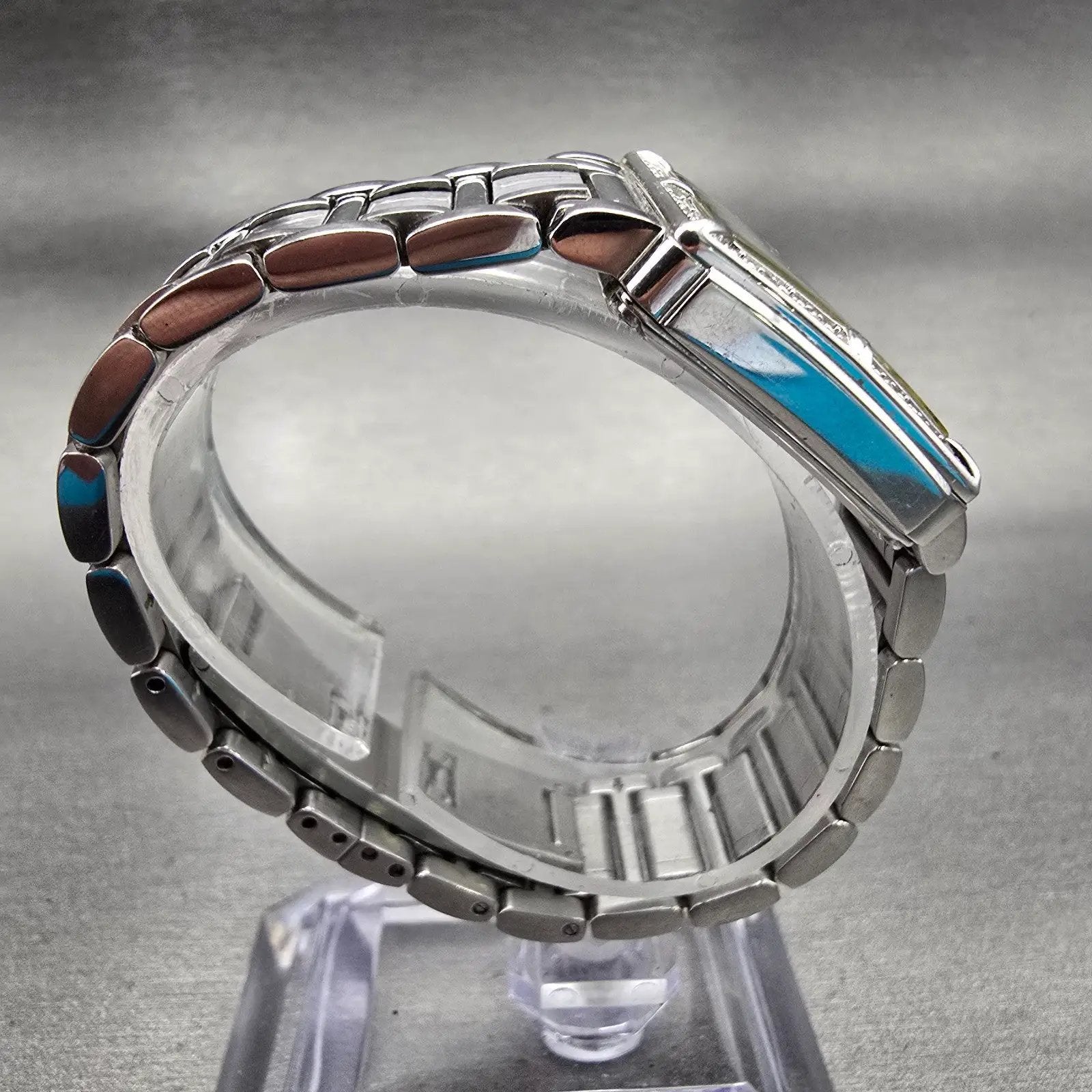 Bulova Watch Women 26mm MOP Dial Silver Tone Gemmed Square 96R107 New Battery8