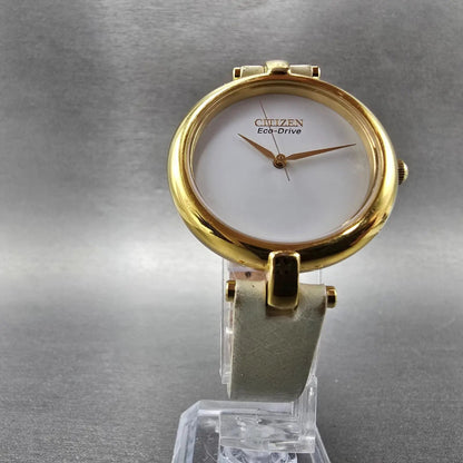 Citizen Eco-Drive Watch Women 34mm White Dial Gold Tone Round E031-S090920 Runs5