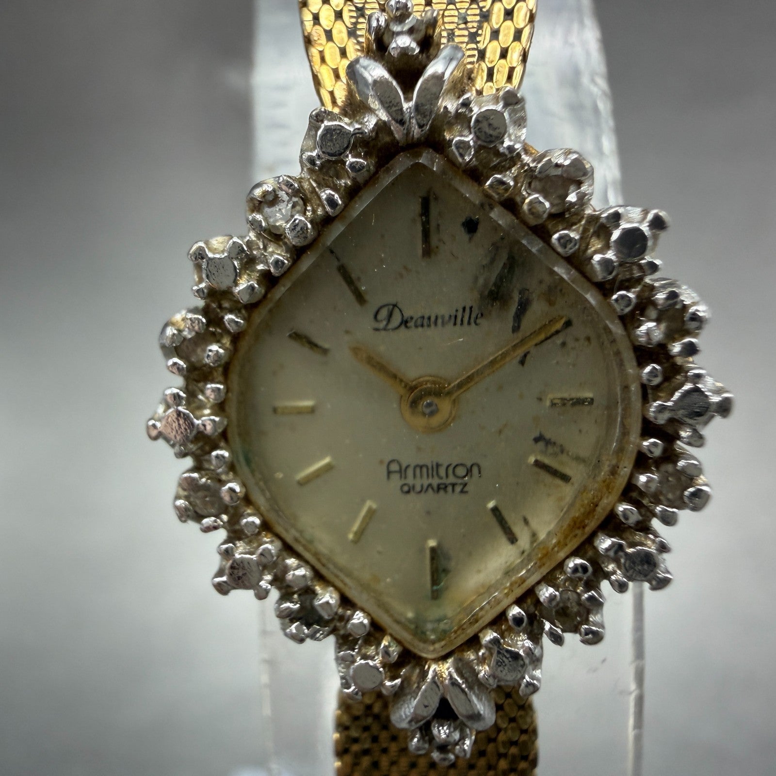 Armitron Deauville Watch Women 14mm Champagne Dial Gold Tone Oval PARTS2