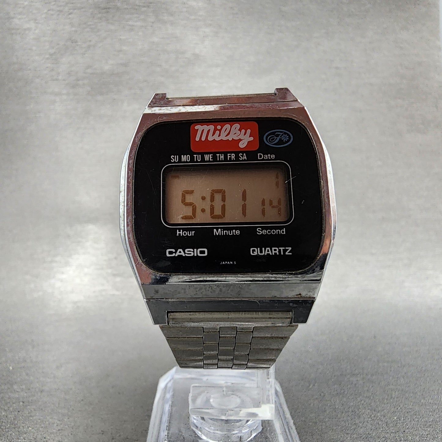 Casio 155 B816 Watch Men 35mm LCD Digital Silver Tone Daydate New Batt Vintage5