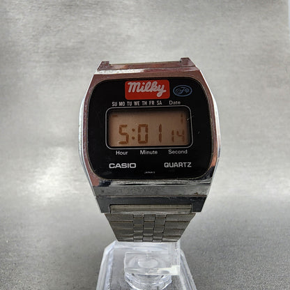 Casio 155 B816 Watch Men 35mm LCD Digital Silver Tone Daydate New Batt Vintage5