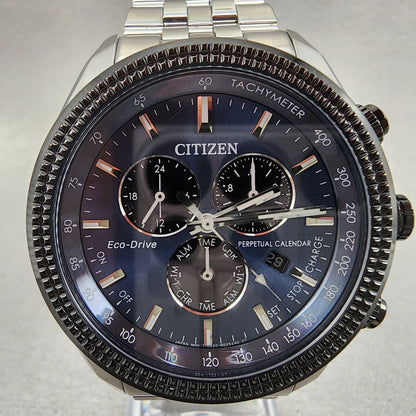 Citizen Eco-Drive Chronograph Classic Watch Men 43mm Blue Dial Steel BL5568-54L
