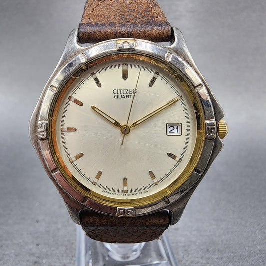 Citizen Watch Men 35mm Champagne Dial Two Tone Date 5510S54678 VTG PARTS0