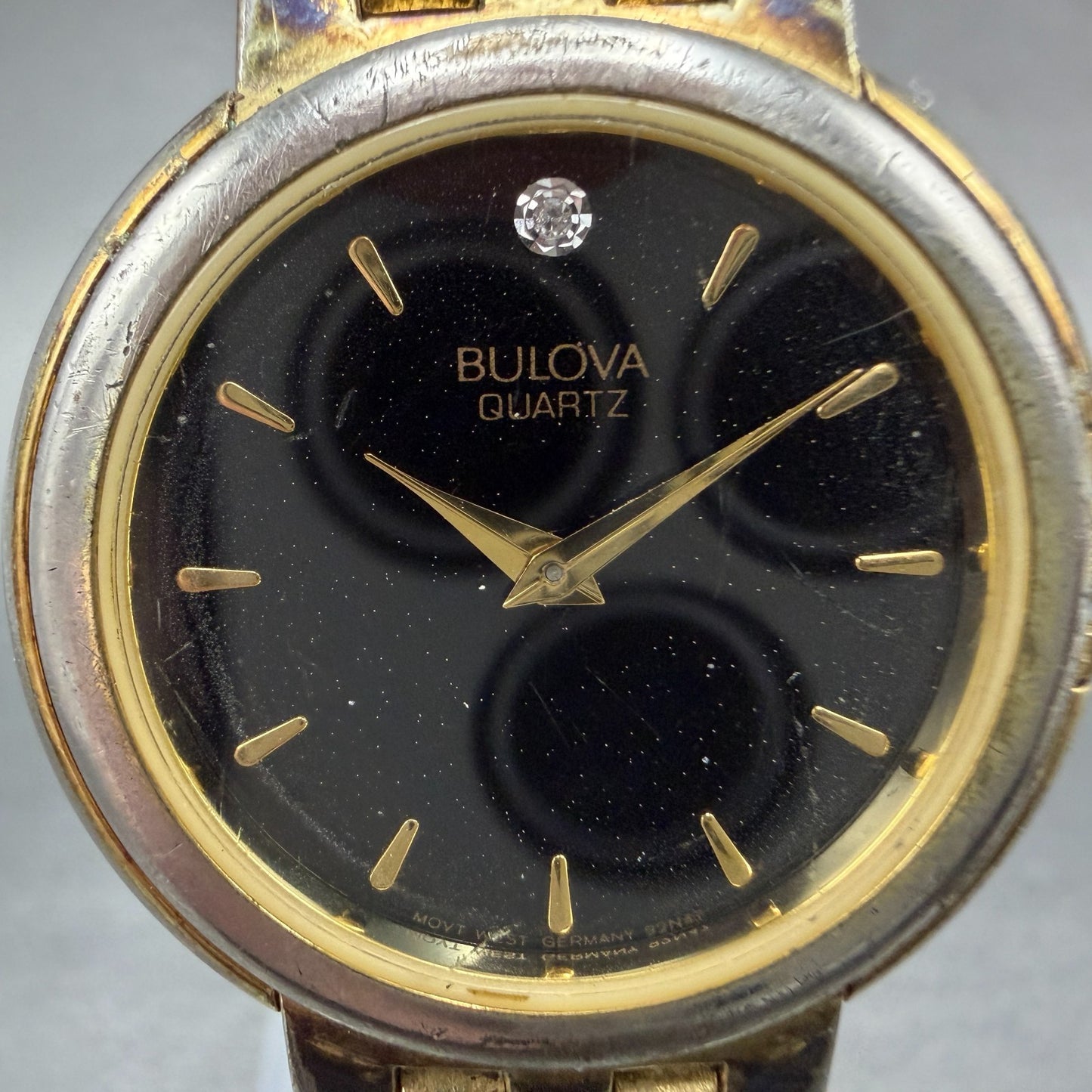 Bulova Watch Women 31mm Black Dial Two Tone Round 92N47 New Battery Vintage1