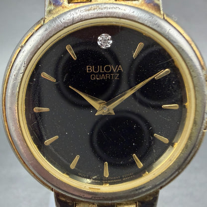 Bulova Watch Women 31mm Black Dial Two Tone Round 92N47 New Battery Vintage1