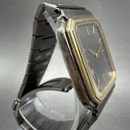 Seiko Tank Watch Men 27mm Gray Dial Gray & Gold Tone 9020-5169 New Battery3
