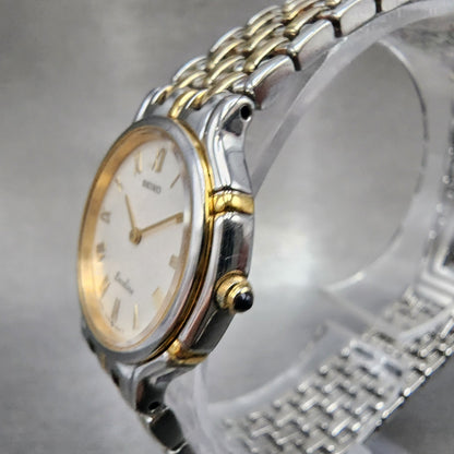 Seiko Exceline Watch Women 24mm Silver Dial Two Tone Round 73200410 New Battery2