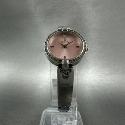 Bulova Watch Women 23mm Pink Dial Silver Tone Round 96L162 New Battery5