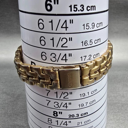 Seiko Watch Women 26mm White Dial Gold Tone Date Diamonds 7N89-0449 New Battery9