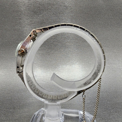 Seiko Watch Women 18mm Silver Dial White Gold Tone Round Manual Wind Runs VTG7