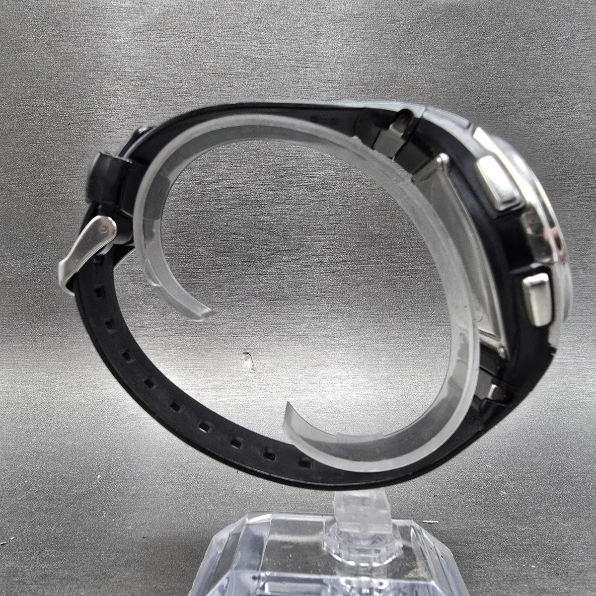 Casio WVA-470 Watch Men 42mm Black Silver Wave Ceptor Alarm Chronograph Round8