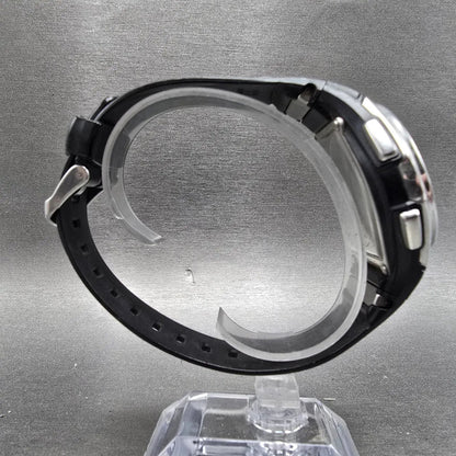 Casio WVA-470 Watch Men 42mm Black Silver Wave Ceptor Alarm Chronograph Round8