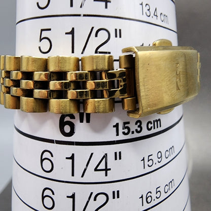 Technos Datejust Watch Women 27mm Champange Dial Gold Tone Date Round New Batt11