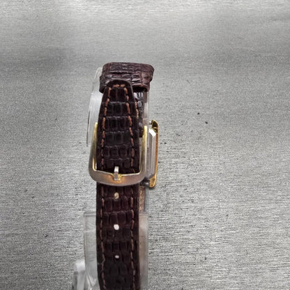 Seiko Watch Women 20mm Gold Dial Gold Tone Rectangle 5420-5000 New Battery VTG7