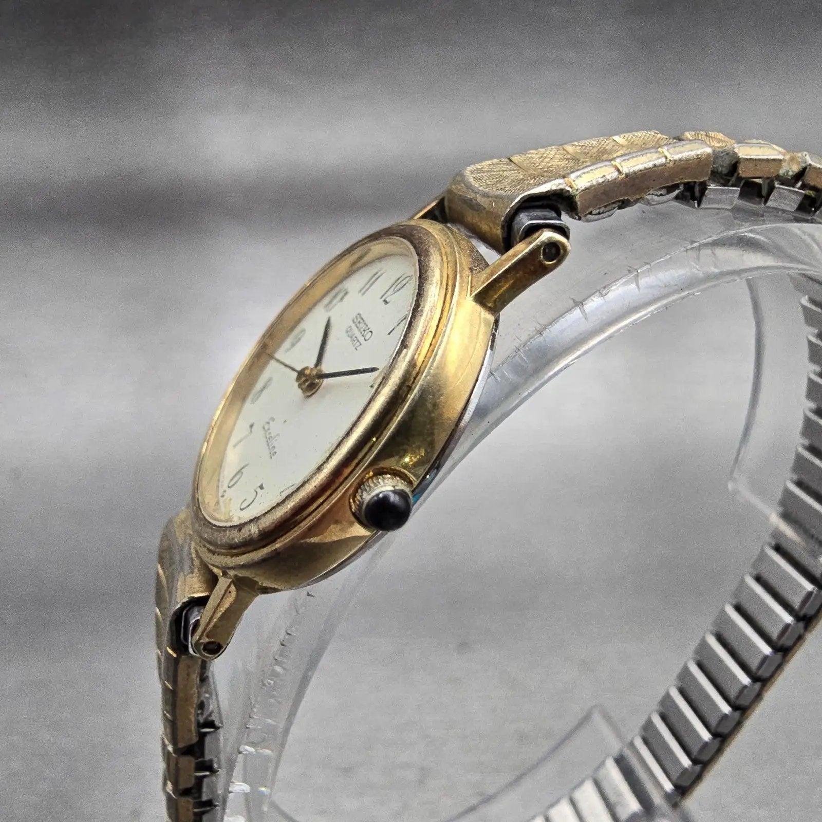 Seiko Exceline Watch Women 22mm Ivory Dial Gold Tone Round 7321-0070 New Battery2