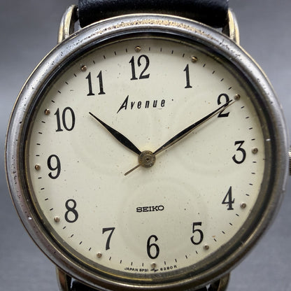 Seiko Avenue Watch Men 31mm Champagne Dial Gold Tone Round 5P31-6220 NewBat READ1
