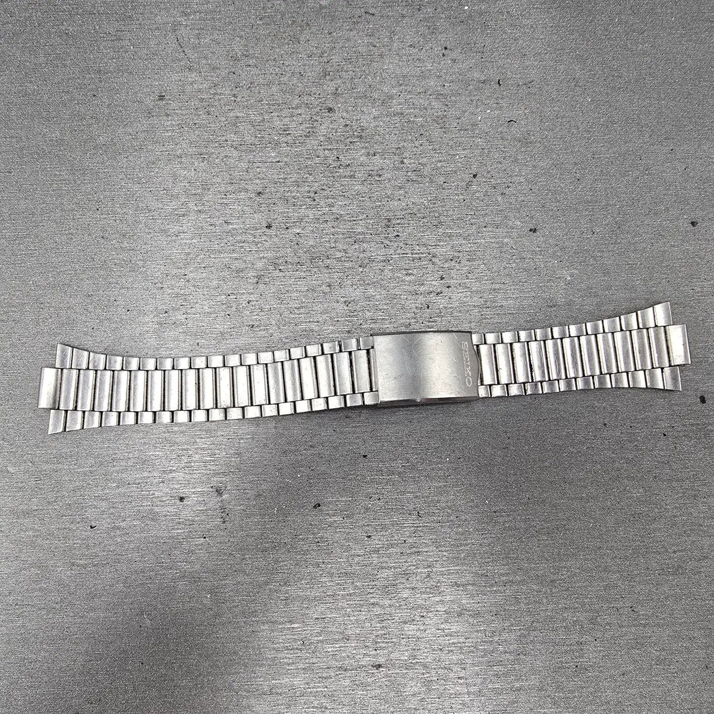 Seiko Bracelet 9mm Stainless Steel Silver Tone Tri Folding Clasp VTG Japan0