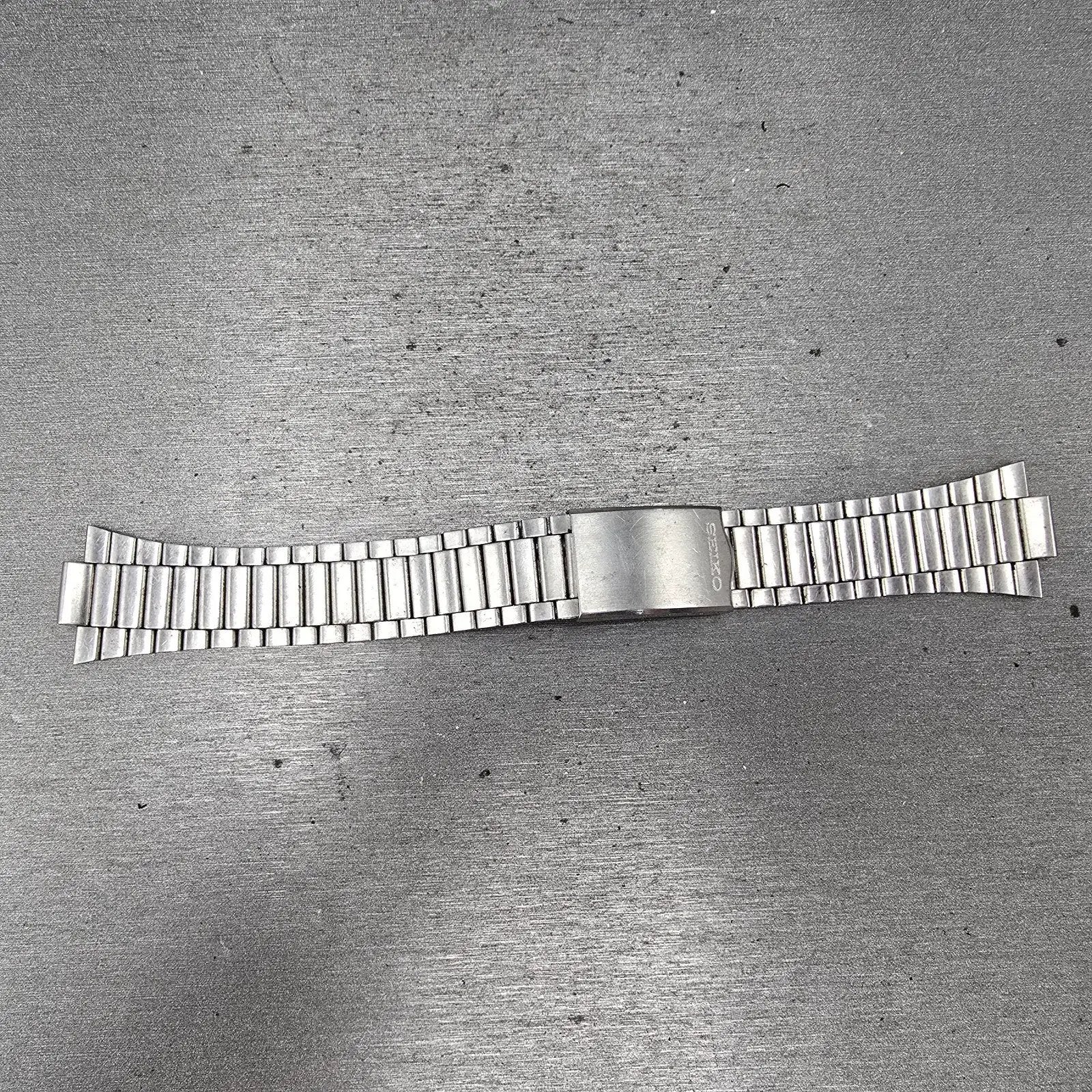 Seiko Bracelet 9mm Stainless Steel Silver Tone Tri Folding Clasp VTG Japan0
