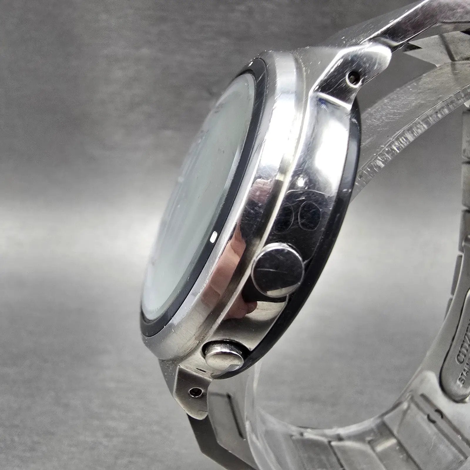 Citizen Eco-Drive Watch Men 42mm White Dial Silver Tone Atomic Date READ!!!!3