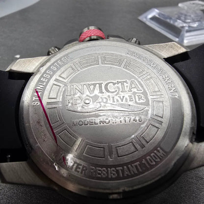 Invicta Pro Diver Chronograph Watch Men 46mm Gray Dial Black Tone 11745 New Batt11