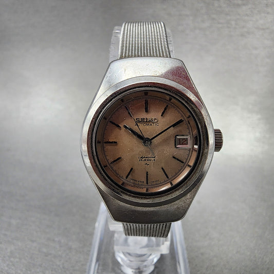 Seiko Special Watch Women 24mm champagne Dial Silver Tone Automatic 2205-0160