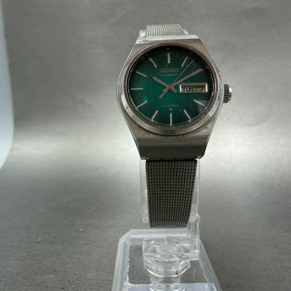 Seiko Automatic Watch Women 25mm Green Dial Silver Tone Daydate 2706-0380 Runs5