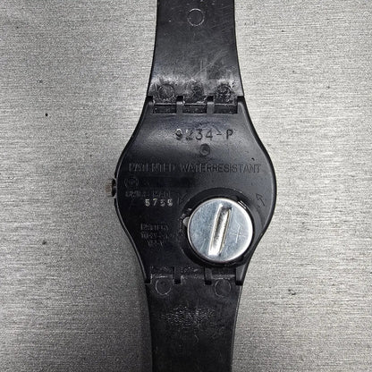 Swatch Color Window Watch Men 34mm Black Dial Black Tone Round GB715 New Battery8