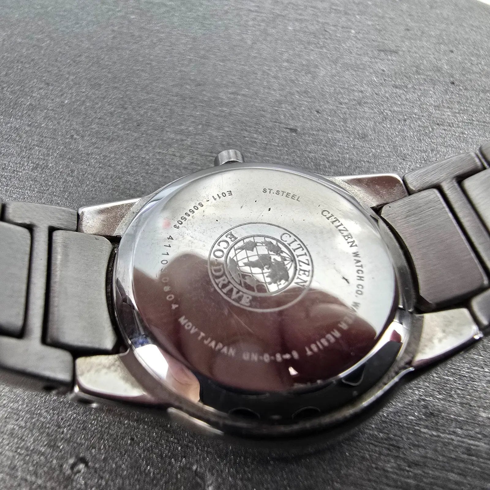 Citizen Eco-Drive Watch Women 25mm Black Dial Silver Tone Date E011-S058503 Runs10