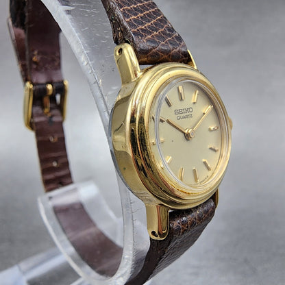 Seiko Watch Women 19mm Cream Dial Gold Tone Round 23200319 New Battery VTG3