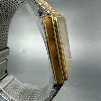 Seiko Tank Watch Men 24mm Gold Dial Gold Tone Rectangle Date 2A32-5019 PARTS VTG4