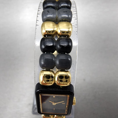 VTG Seiko Watch Women 14mm Black Dial Black Tone Rectangle 1E205540 New Battery4