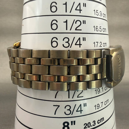 Seiko Watch Men 38mm Gold Dial Gold Tone Daydate Round 7N43-0AM0 New Battery9