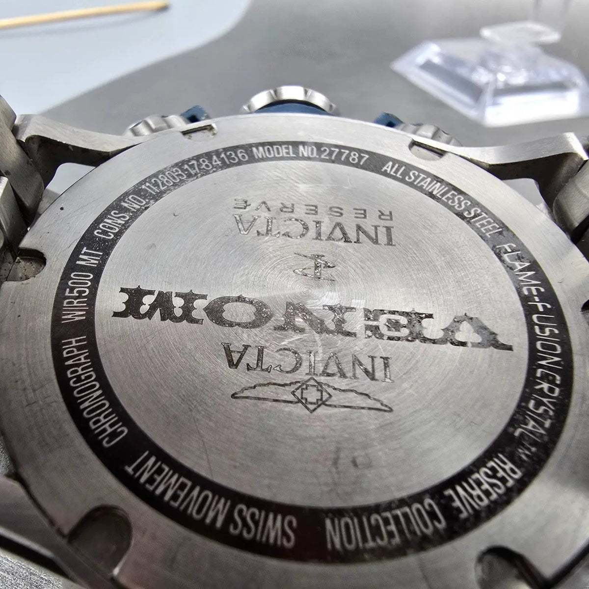 Invicta Reserve Venom Chronograph Watch Men 53mm Blue Dial Steel Daydate NewBatt9