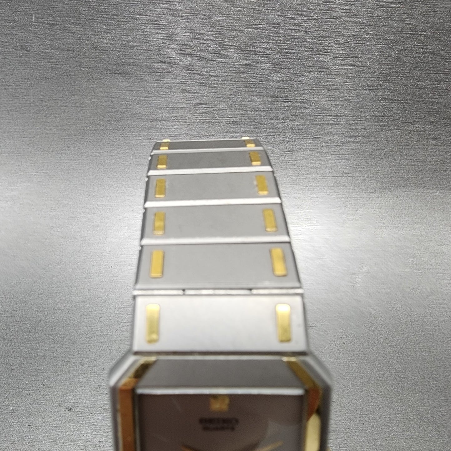 Seiko Tank Watch Men 26mm Silver Dial Two Tone Rectangle 74305479 PARTS6