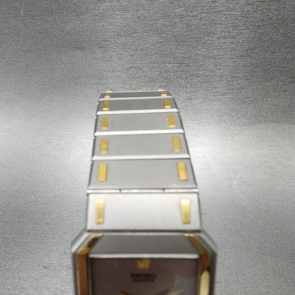 Seiko Tank Watch Men 26mm Silver Dial Two Tone Rectangle 74305479 PARTS6