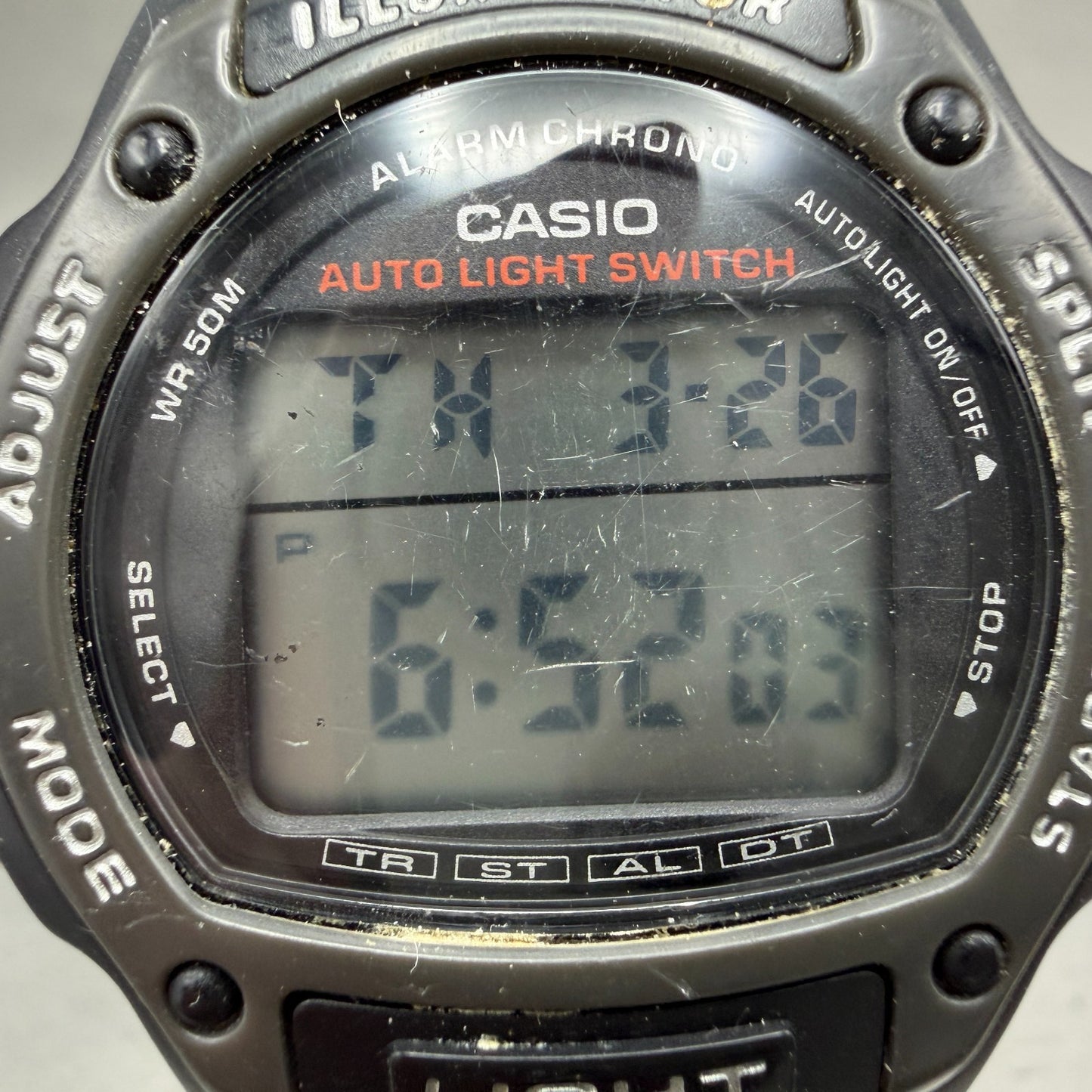 Casio Illuminator Watch Men 37mm Digital Alarm Chrono Black Round W-93H NewBat1