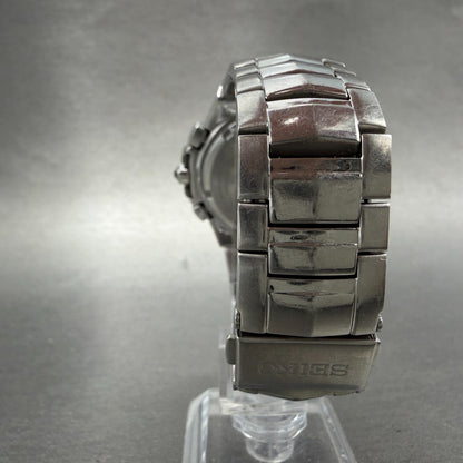 Seiko Coutura World Timer Watch Men 42mm Black Dial Steel Date 5T82-0AA0 PARTS8