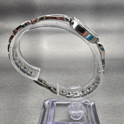 Bulova Watch Women 23mm MOP Dial Silver Tone Gemmed 96X129 New Battery8