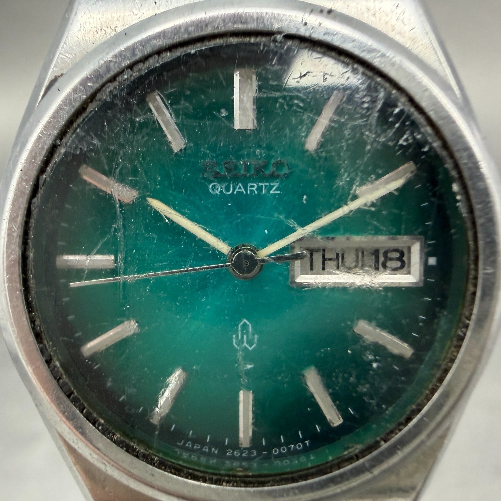 Seiko Watch Women 25mm Green Dial Silver Tone Daydate 2623-0070 New Battery1