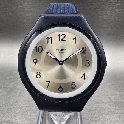 Swatch Skinnight Watch Men 40mm Champagne Dial Blue Case SVUN101 New Battery0
