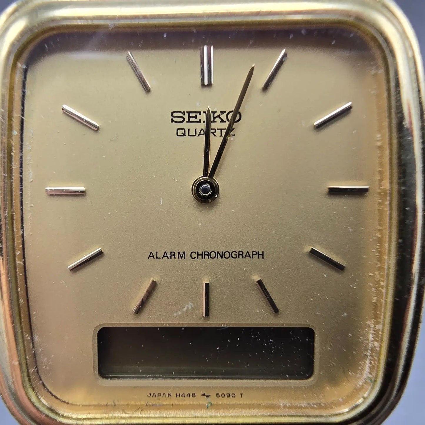 Seiko Analog Digital Watch Men 30mm Champagne Dial Gold Tone H448-5080 PARTS2