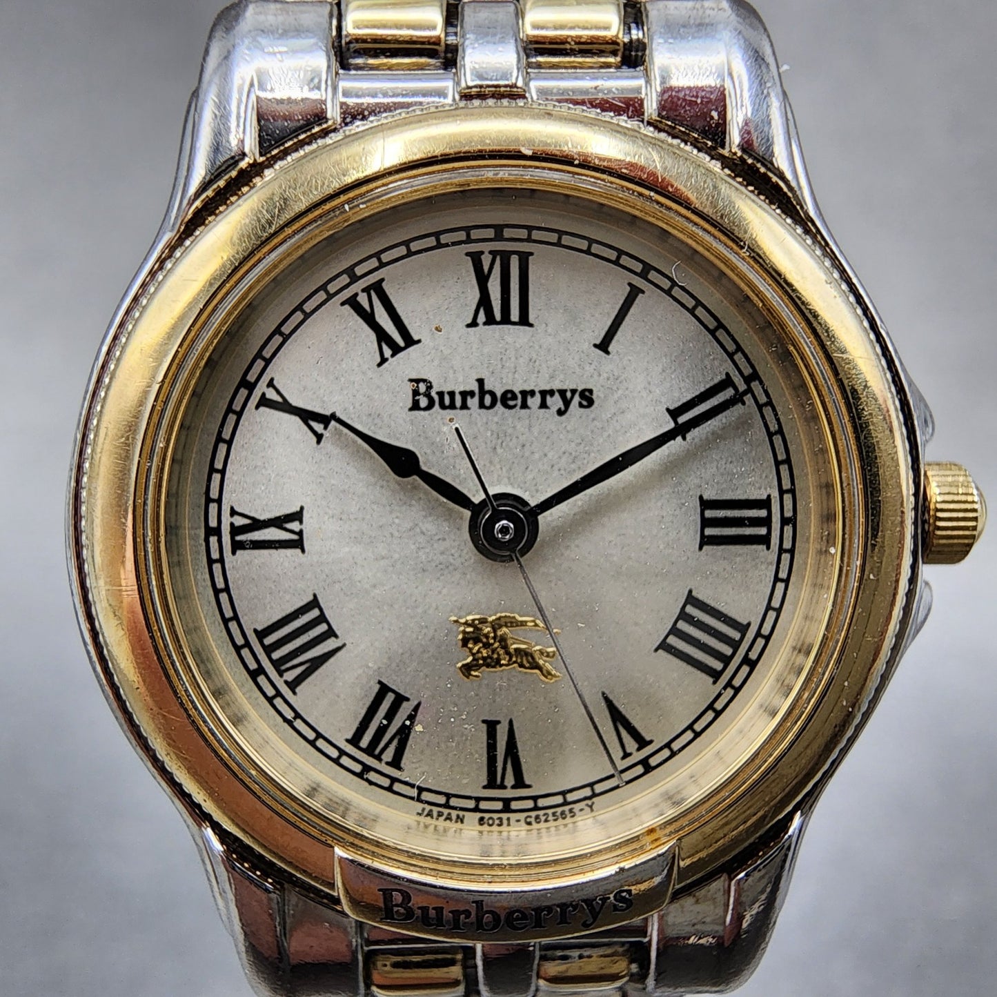 Burberry Watch Women 24mm Silver Dial Two Tone Round 6031G13435 New Battery1