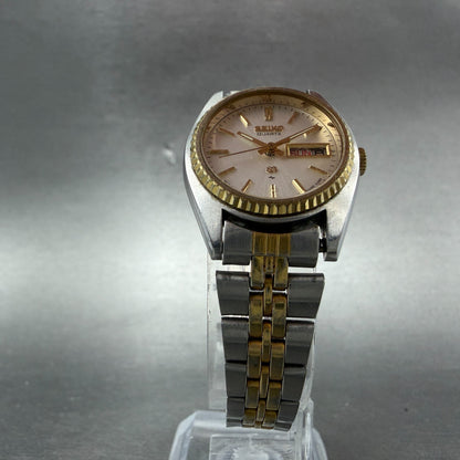 Seiko SQ Watch Women 25mm Silver Dial Two Tone Daydate Round 8523-0059 New BattR5