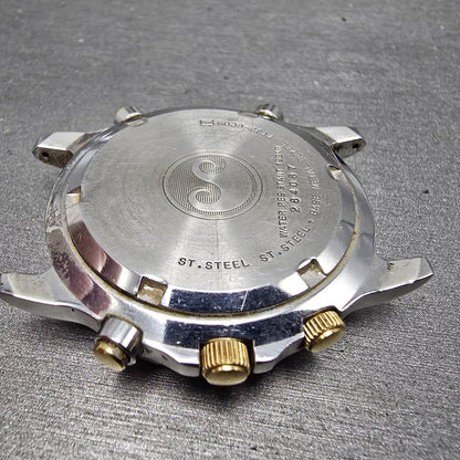 Seiko Sports 150 Chronograph Watch Men 40mm Gray Dial Two Tone Date Round PARTS11