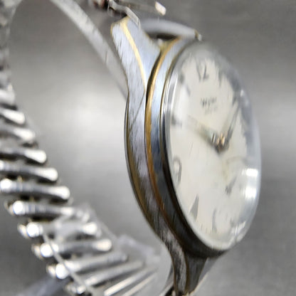 Wyler Inca flex Watch Men 32mm White Dial Silver Tone Small Seconds Manual READ!