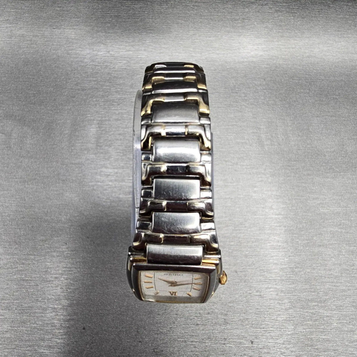 Seiko Tank Watch Women 21mm White Dial Two Tone Rectangle 1N00-0FY0 New Battery4